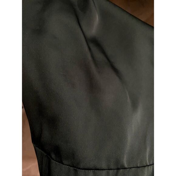 Social 8230 Whisper Satin Halter Maxi Dress Ruffle Skirt in Evergreen Size 14 - Picture 9 of 10